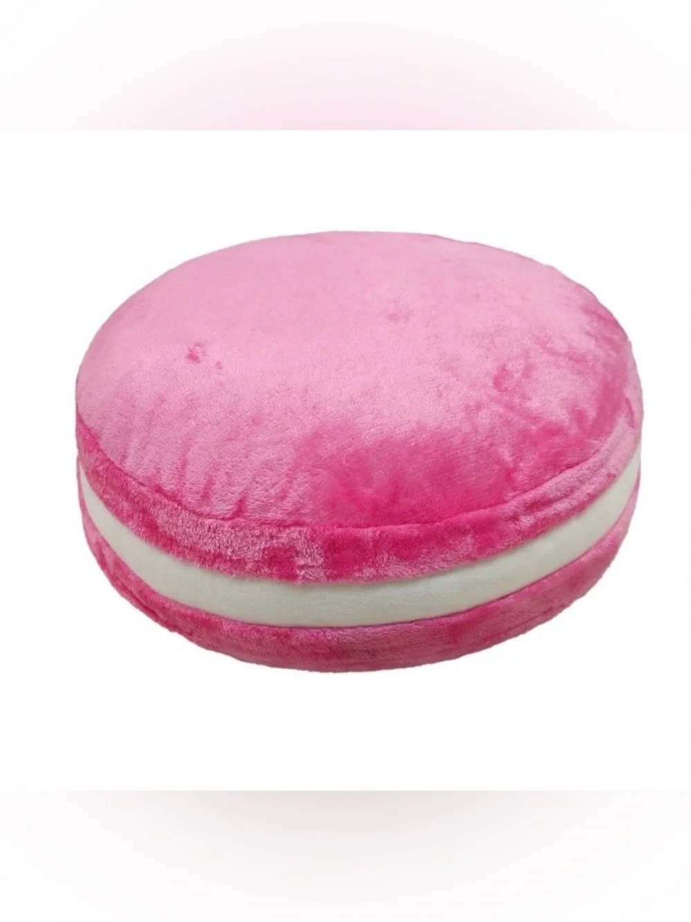 Round Plush Macaron Shaped Pink Throw Pillow, 12